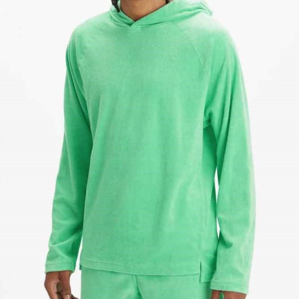 Fabletics The Island Terry Hoodie Green Hooded Long Sleeve Sweatshirt Size Large